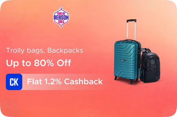 Myntra:Up to 80% Off on Trolley bags, Bagpacks + Flat 1.2% Cashback
